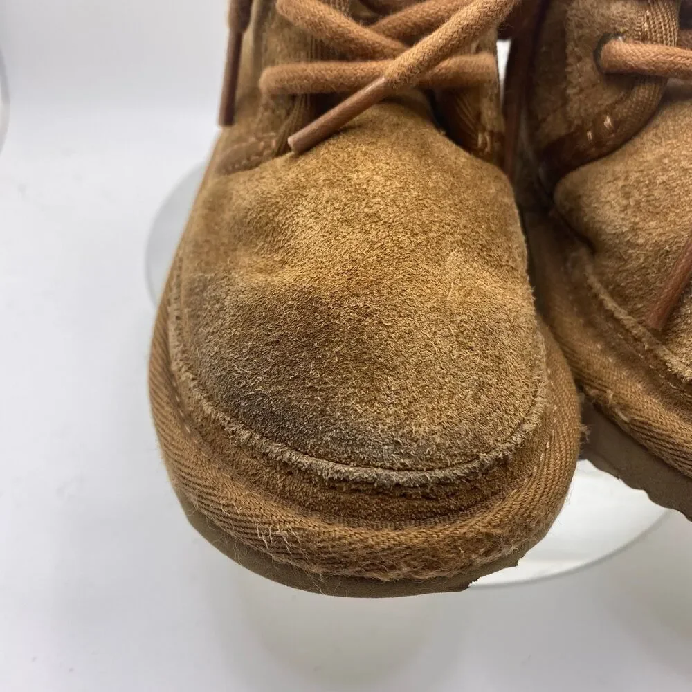 UGG Kids Neumel II Boots Toddler 7 Brown Chesnut Suede Lace Up Zipper